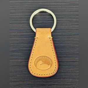 Dooney & Bourke Hangtag / Keychain Brown Leather with gold ring